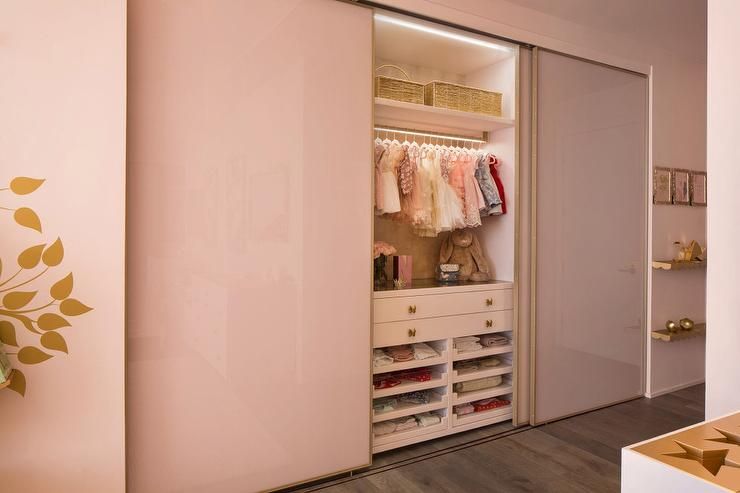 Pink Walk In Closet With Clear Drawer Fronts – Contemporary – Closet Inside Pink High Gloss Wardrobes (View 12 of 15)