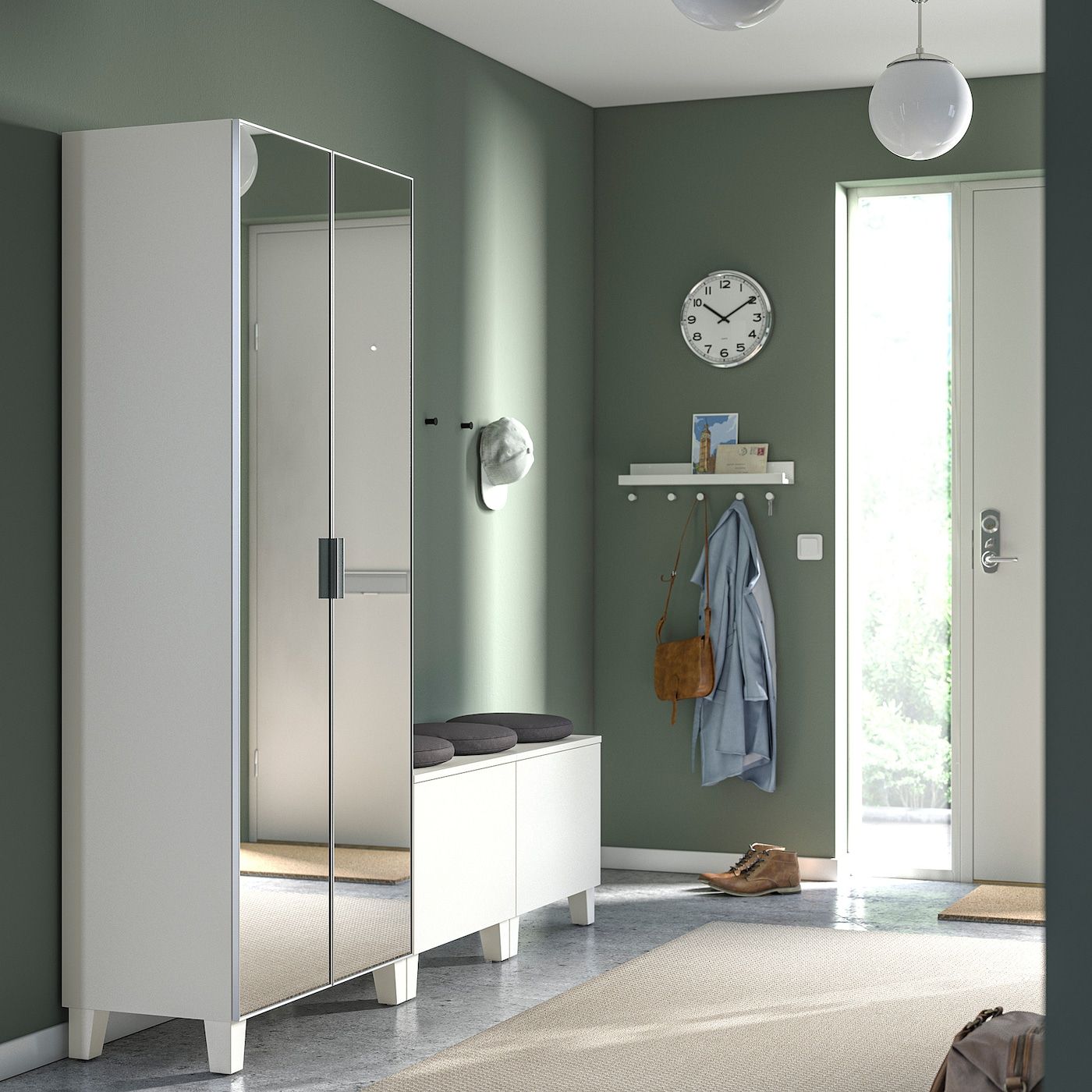 Platsa Wardrobe With 4 Doors, White Straumen Mirror Glass /fonnes White,  200x42x191 Cm – Ikea Regarding 4 Door Mirrored Wardrobes (View 4 of 15)