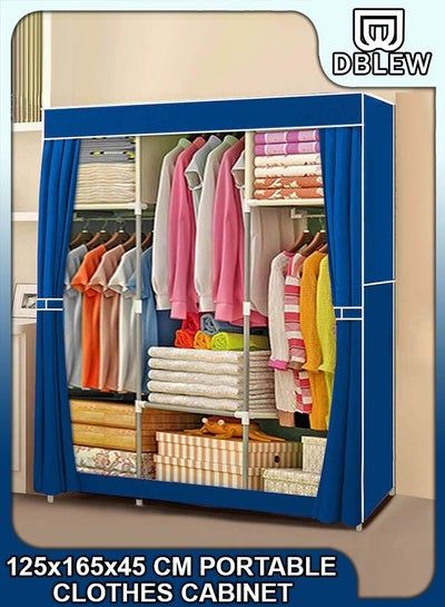 Portable 125cm Closets Folding Wardrobe With 3 Hanging Rods And 6 Storage  Organizer Rack Shelves Non Woven Fabric Stable Shelf And Easy Assembly For  Clothes Strong And Durable Cabinet Price In Uae | For 6 Shelf Non Woven Wardrobes (Photo 10 of 15)