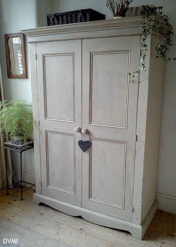 Pretty Painted Vintage Shabby Chic Knockdown Pine Wardrobe | Shabby Chic  Wardrobe, Shabby Chic Dresser, Pine Wardrobe For Shabby Chic Wardrobes (View 2 of 15)