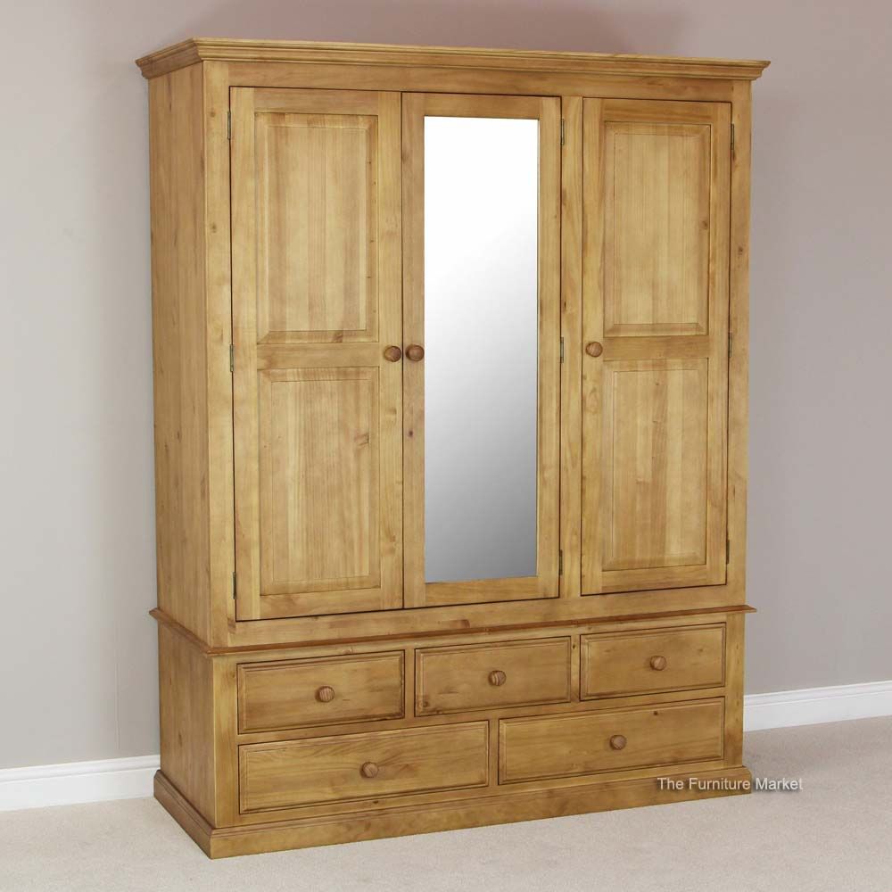 Product Of The Week – Cheshire Solid Pine Triple 3 Door 5 Drawer Wardrobe |  The Furniture Market Blog Within Pine Wardrobes With Drawers (Photo 8 of 15)