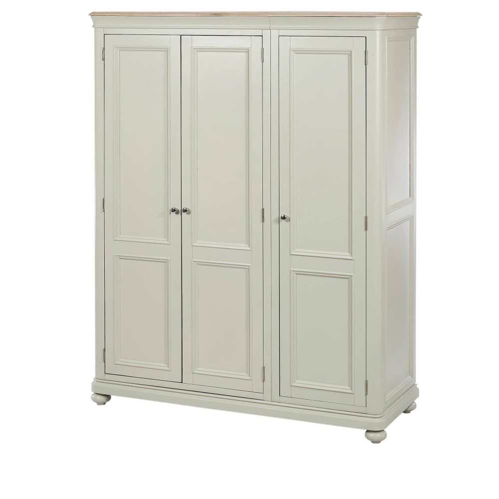 Provence 3 Door Triple Painted Wardrobe Sage Finish – Smiths The Rink For Painted Triple Wardrobes (View 10 of 15)