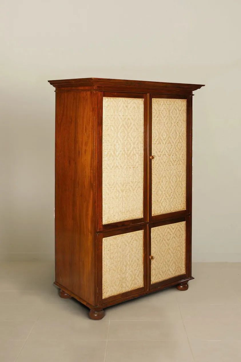 Rattan Armoire: Colonial Wardrobe Cabinet Rattan Wicker Door In Wicker Armoire Wardrobes (Photo 13 of 15)