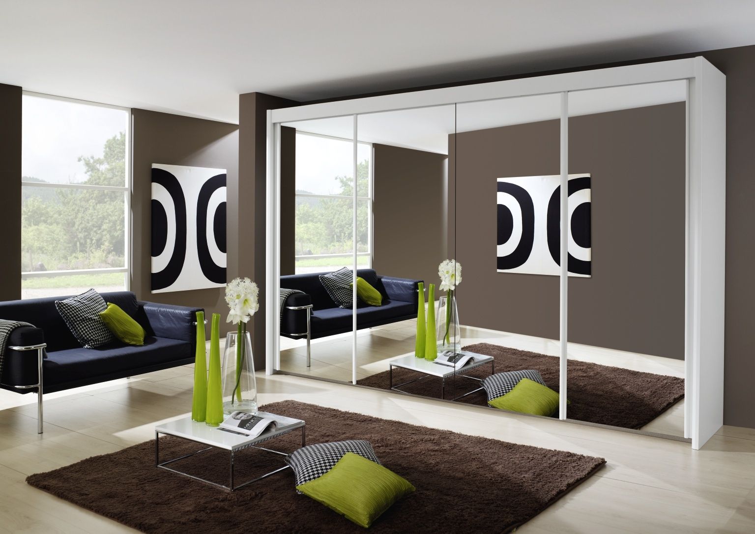 Rauch Imperial 4 Door All Mirror Sliding Wardrobe In White – W 350cm – Cfs  Furniture Uk Inside Cheap 4 Door Wardrobes (Photo 10 of 12)