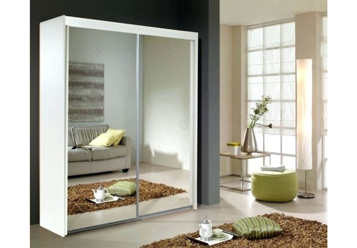 Rauch Imperial Alpine White 2 Door Sliding Wardrobe With 2 Mirror (w201cm)  | Online Furniture Store Uk With Imperial Wardrobes (View 15 of 15)