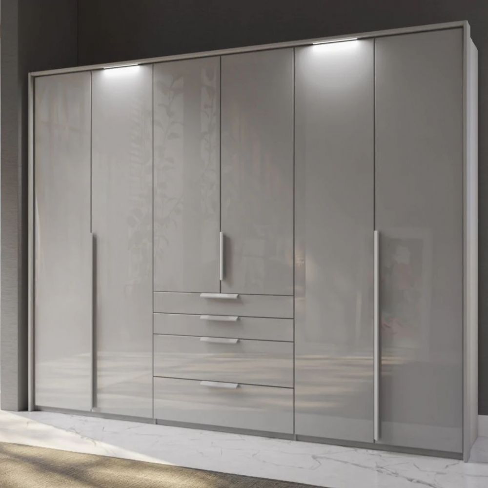 Rauch Purisma Silk Grey 6 Door Wardrobe With Drawers – Assembly Available For 6 Door Wardrobes (View 13 of 15)