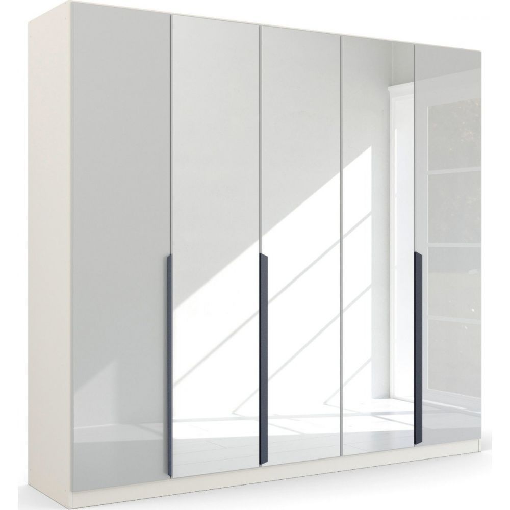 Rauch White Glass With Mirror Modern 5 Door Wardrobe – Rauch Wardrobes Regarding 5 Door Mirrored Wardrobes (Photo 3 of 15)