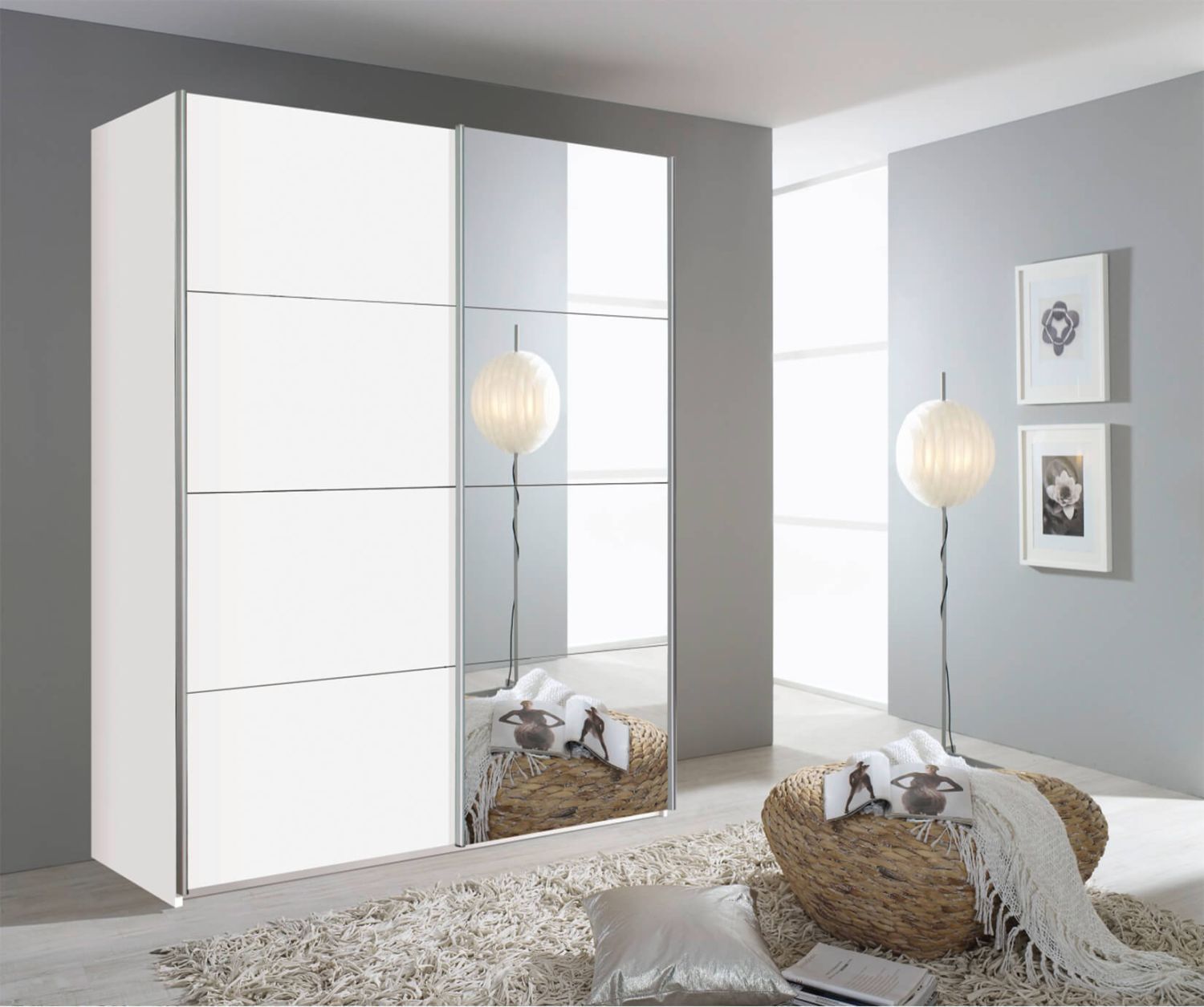 Rauch Zenaya Alpine White 2 Sliding Door 1 Mirror Wardrobe (w137cm) Pertaining To White Mirrored Wardrobes (View 10 of 18)