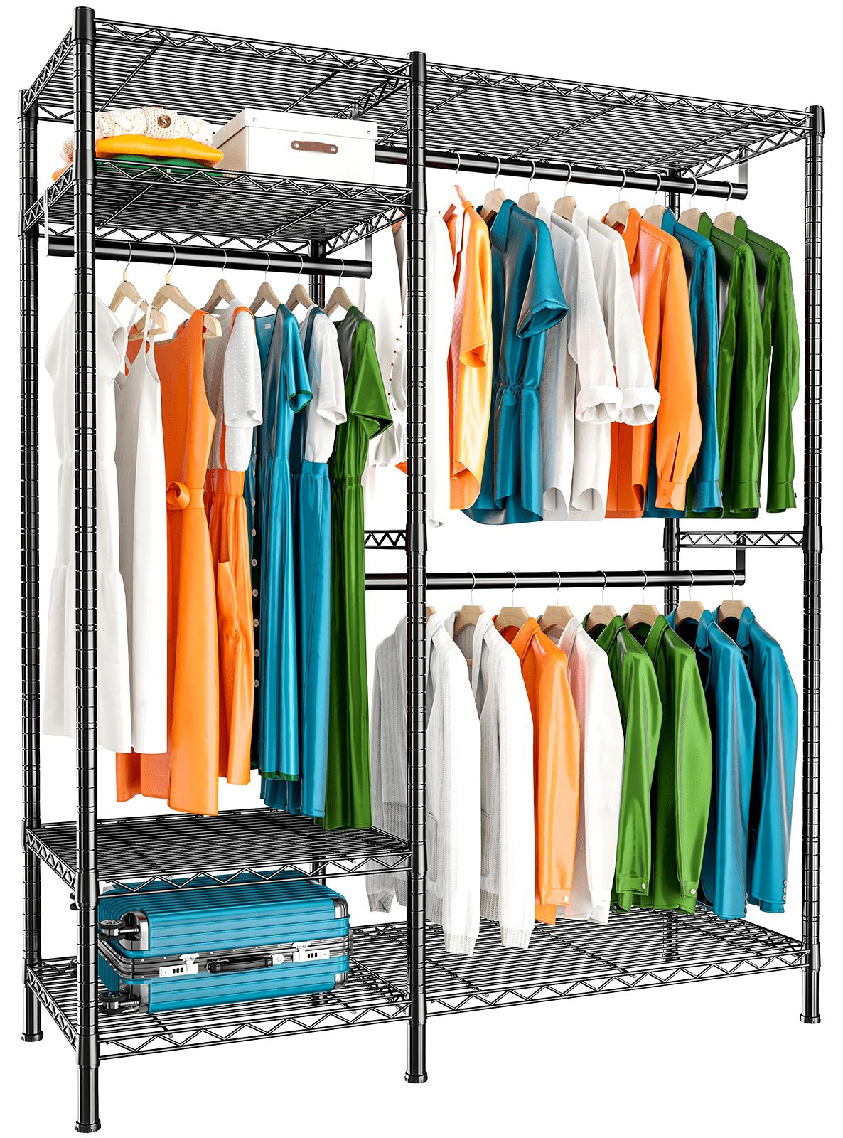 Raybee 77" Clothes Rack Wire Garment Rack Metal Closet Rack With Shelves  Loads 705lbs Heavy Duty Clothing Rack For Hanging Clothes Freestanding Wardrobe  Closet Organizer, Commercial, Black – Walmart With Regard To Wire Garment Rack Wardrobes (Photo 1 of 15)