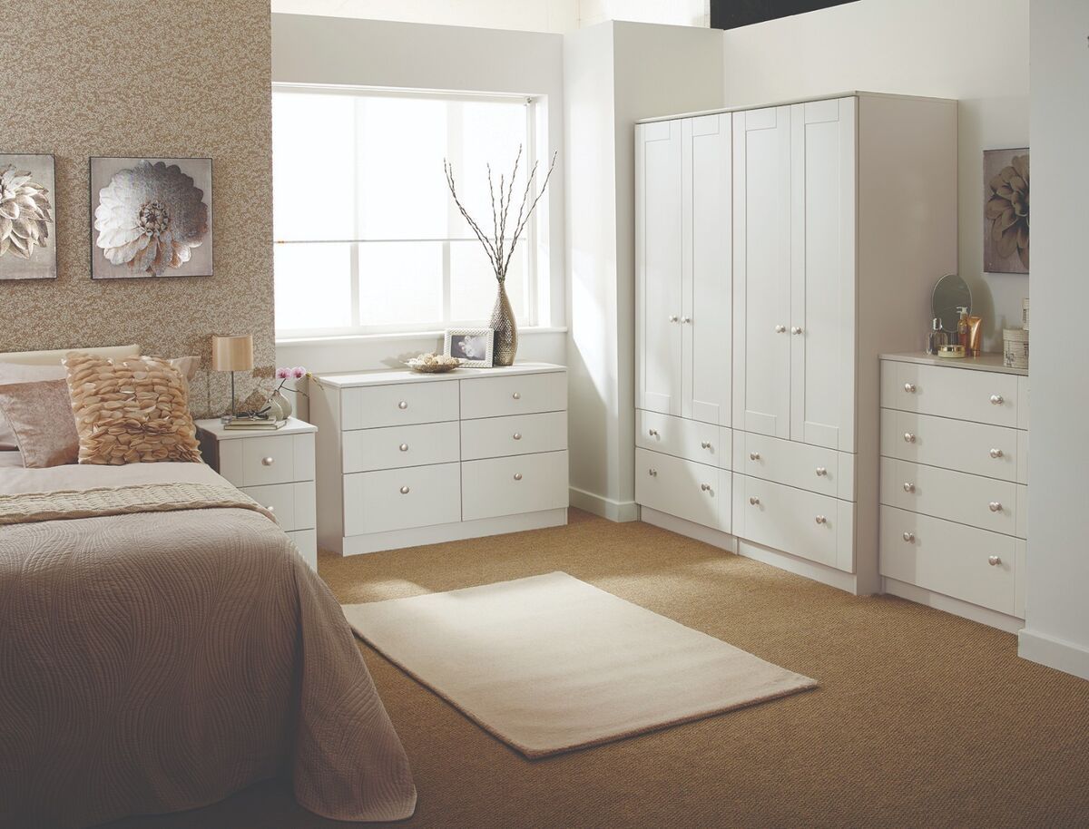 Ready Assembled Albany White Wardrobe Drawers Complete Bedroom Furniture Set  | Ebay Pertaining To Cheap Wardrobes Sets (View 4 of 15)