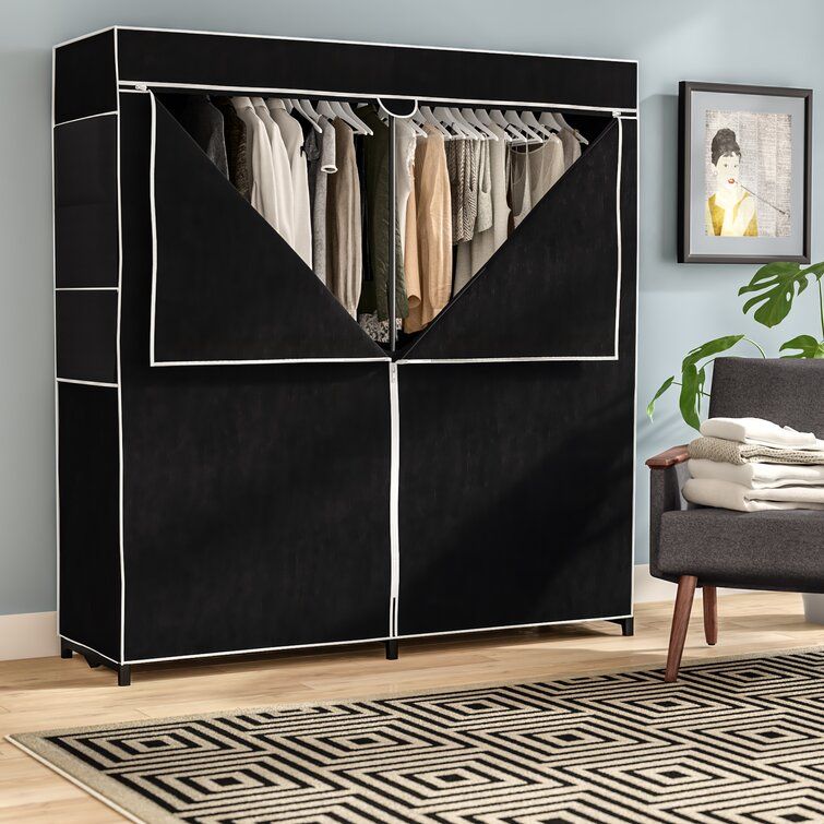 Rebrilliant 60'' Fabric Portable Wardrobe & Reviews | Wayfair In Extra Wide Portable Wardrobes (View 11 of 15)