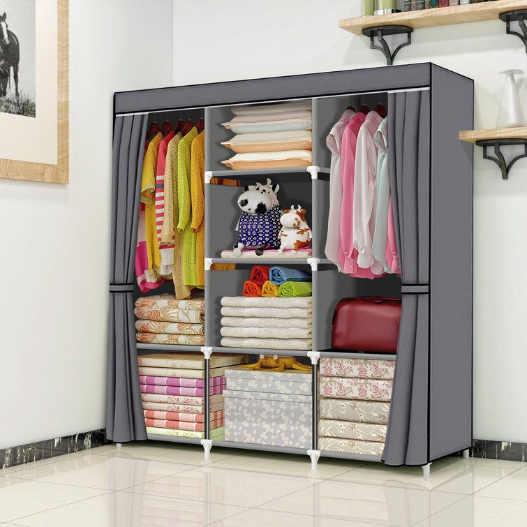 Rebrilliant Camyron 50'' Fabric Portable Wardrobe & Reviews | Wayfair Intended For Wardrobes With Shelf Portable Closet (Photo 11 of 15)