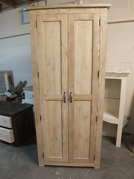 Reclaimed 2 Door Wardrobe  Medium Brown Wax, White Wash & Clear Lacquer Intended For Whitewash Wardrobes (View 15 of 15)