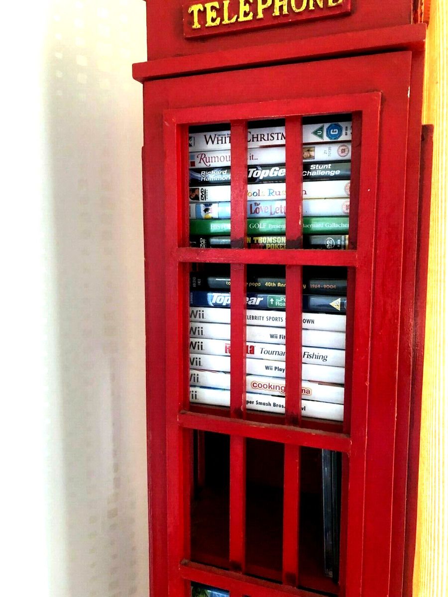 Retro Style London Telephone Box – Cd Dvd Storage Cabinet Solid Wood  Handmade | Ebay Within Telephone Box Wardrobes (Photo 14 of 15)