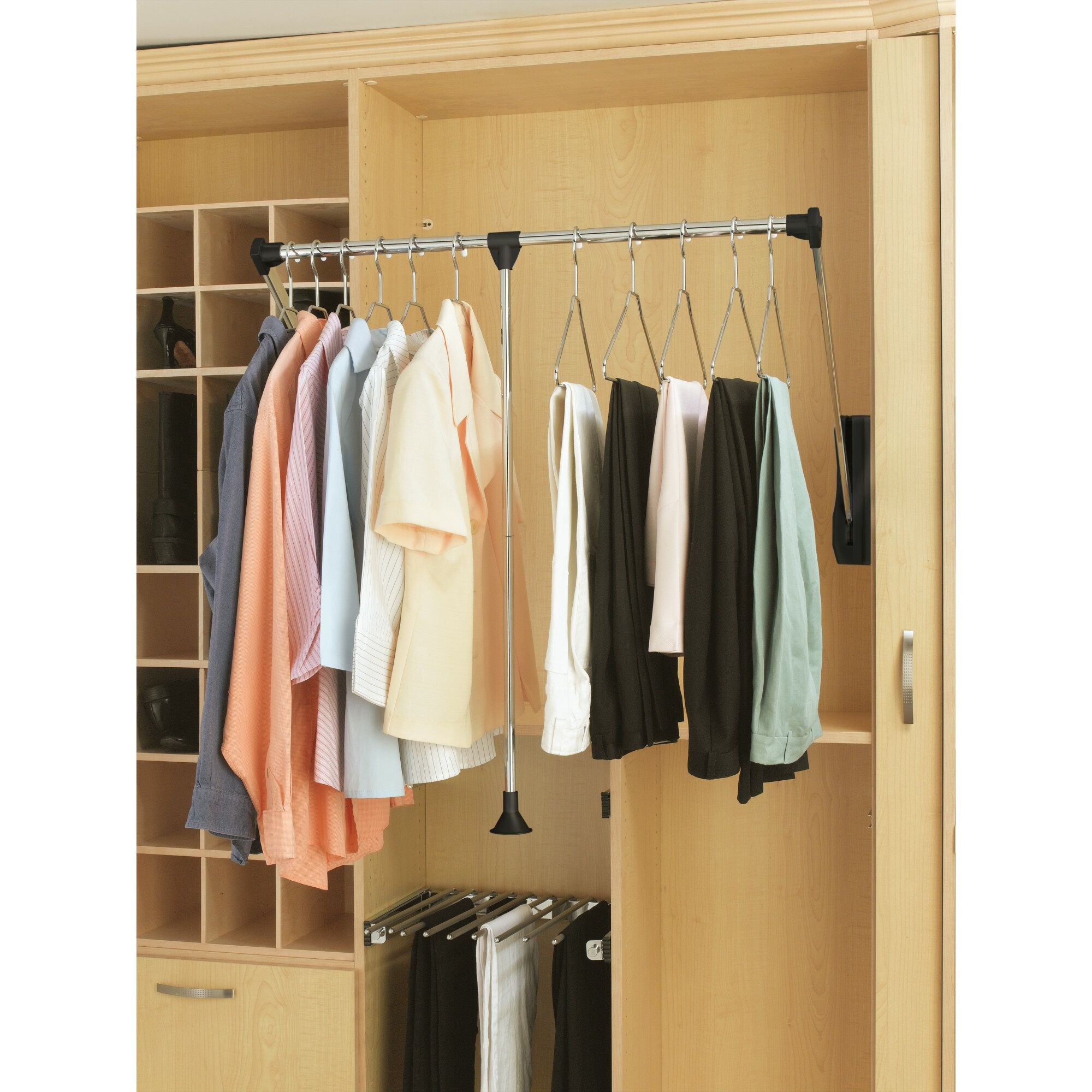 Rev A Shelf 35 To 48 Inch Adjustable Pull Down Closet Rod & Reviews |  Wayfair For Wardrobes With Garment Rod (Photo 9 of 15)
