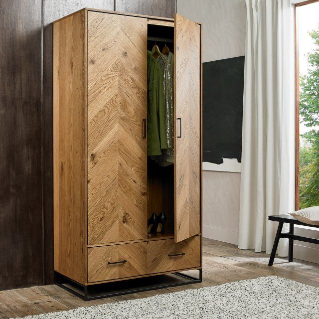 Riva Rustic Oak Double Wardrobe | Bedroom Furniture – Bentley Designs Uk Ltd Intended For Double Wardrobes (View 11 of 15)