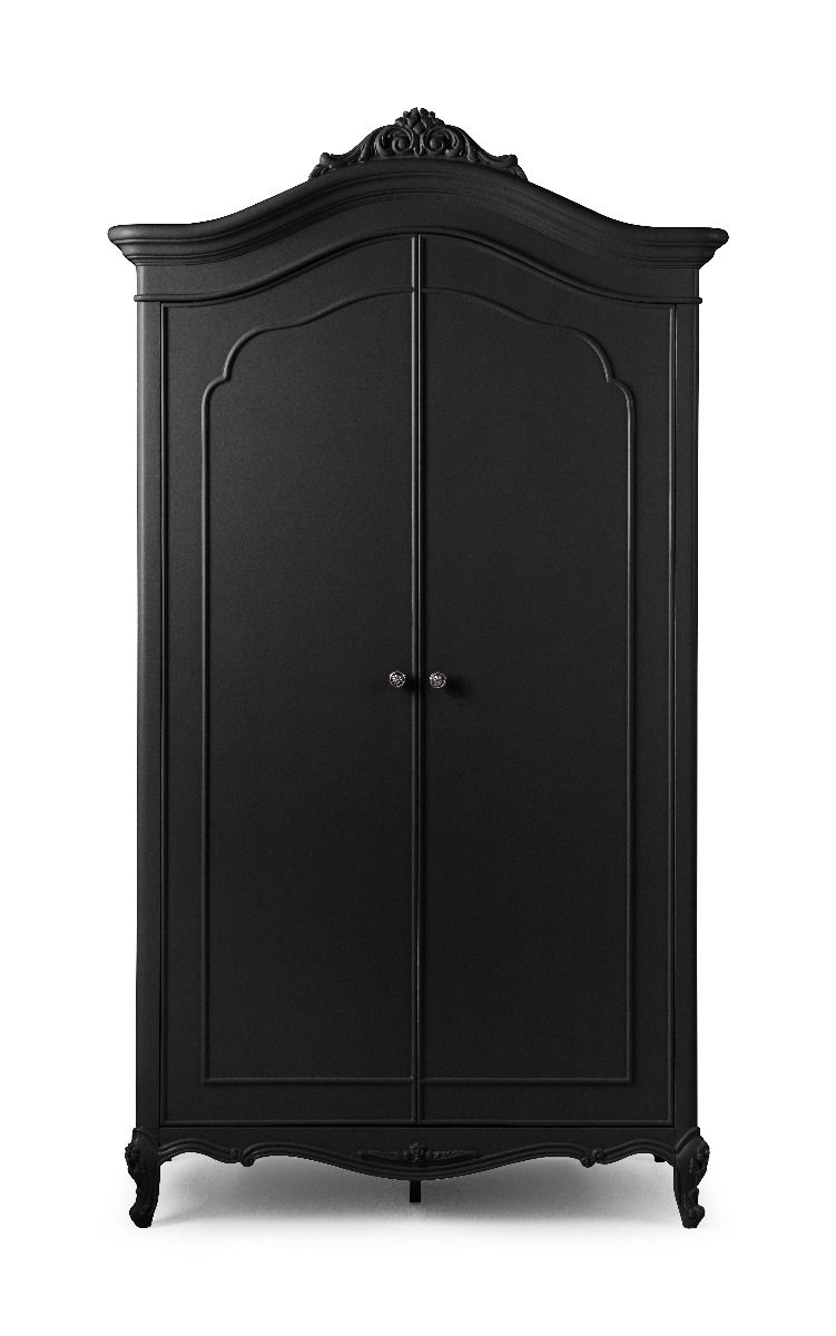 Rochelle Noir 2 Door French Armoire | French Bedroom Furniture – French  Style Wardrobes Throughout Black French Style Wardrobes (View 6 of 15)