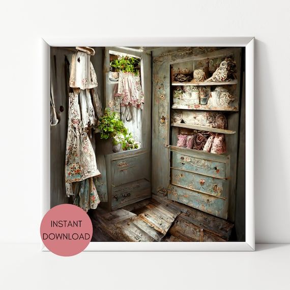 Romantic Home Vintage Shabby Chic Wardrobe Closet Digital – Etsy For Chic Wardrobes (Photo 15 of 15)