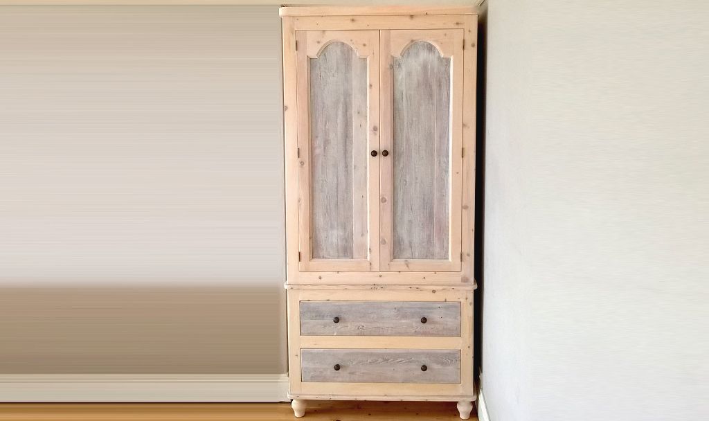 Rustic Reclaimed Wood White Wash Victorian Wardrobe Custom Made With Regard To Whitewash Wardrobes (View 4 of 15)