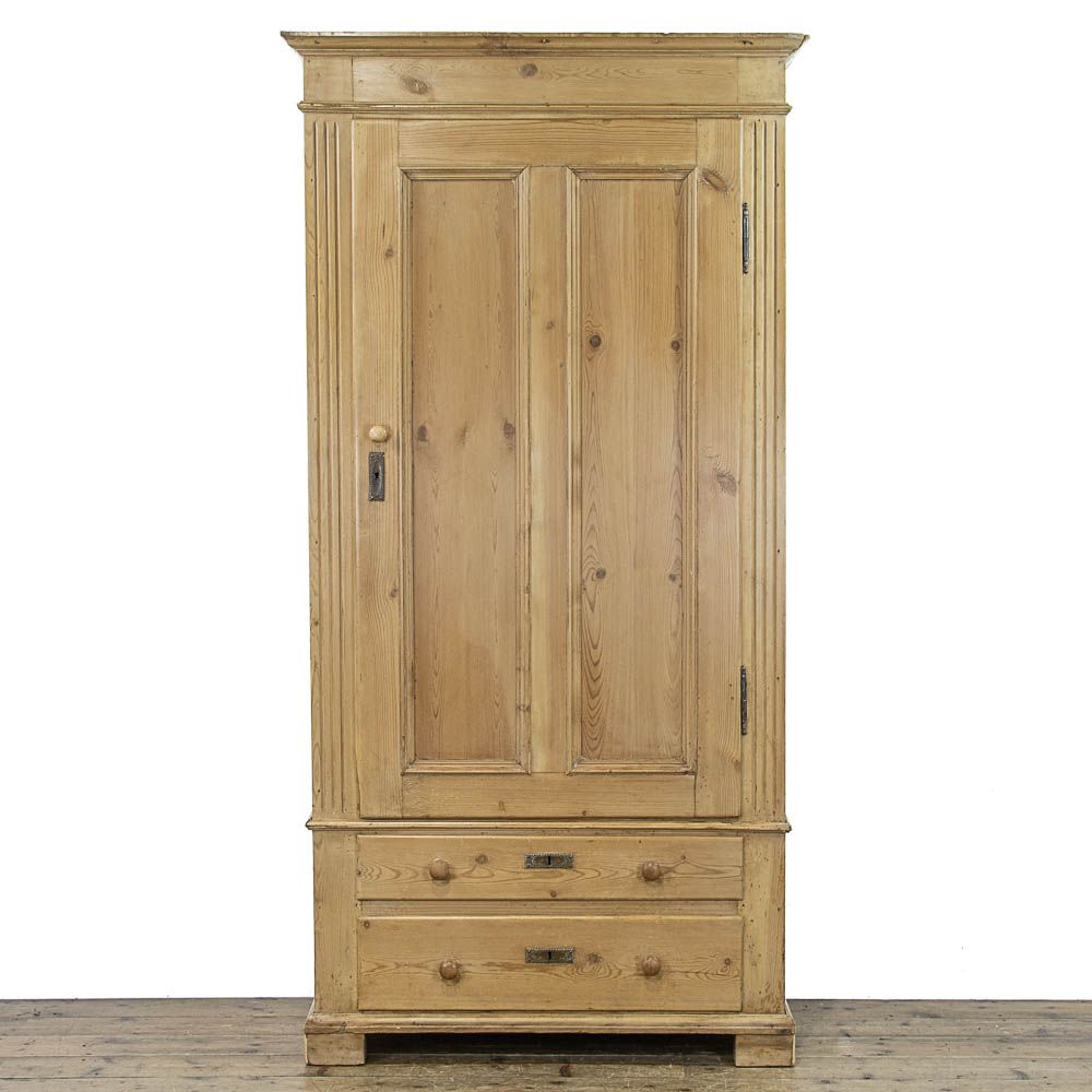 Rustic Single Door Antique Pine Wardrobe | M 4376 | Penderyn Antiques Intended For Antique Single Wardrobes (View 2 of 15)