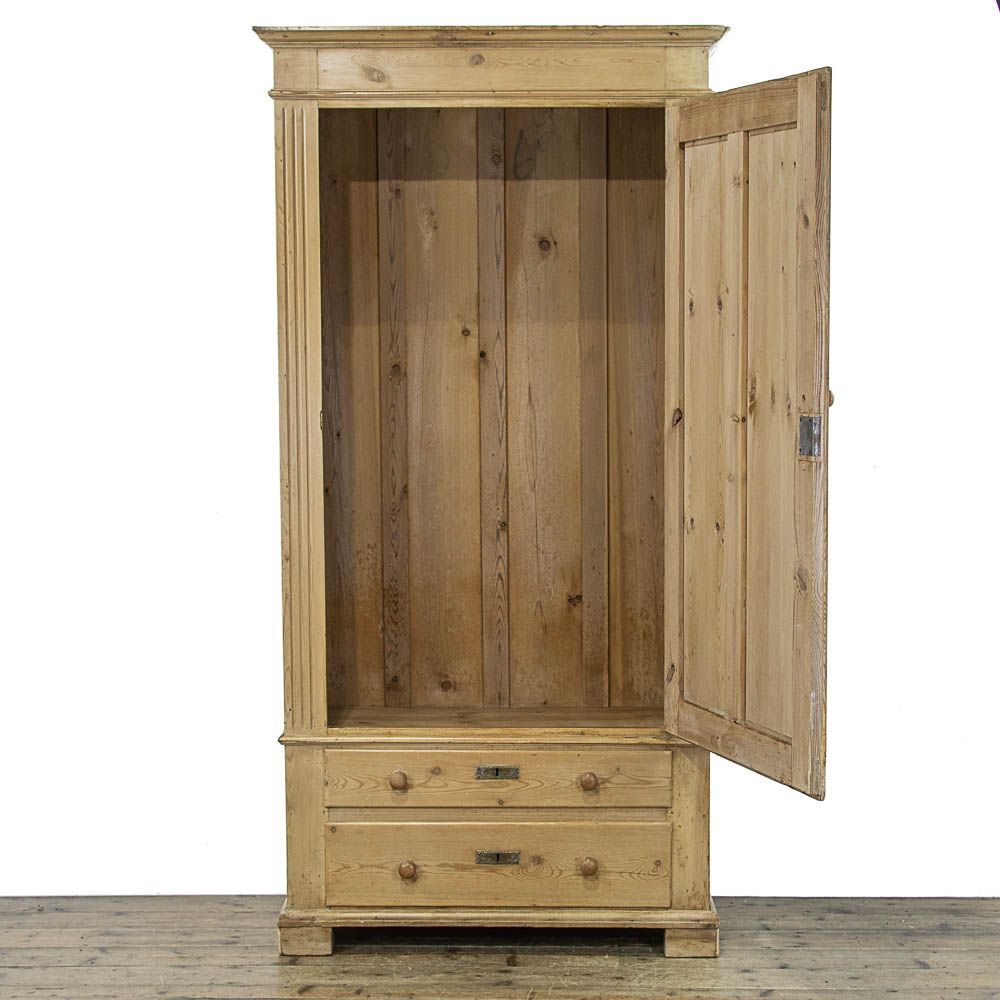 Rustic Single Door Antique Pine Wardrobe | M 4376 | Penderyn Antiques Intended For Single Door Pine Wardrobes (View 8 of 15)