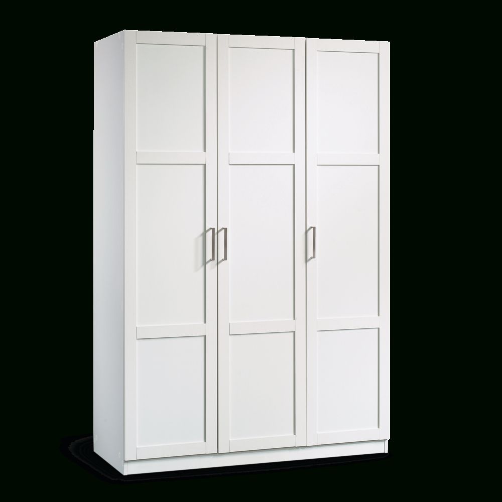 Sauder 3 Door Wardrobe/armoire Clothes Storage Cabinet With Hanger Rod &  Shelves, White | Canadian Tire With Regard To 3 Door Wardrobes With Drawers And Shelves (Photo 9 of 15)