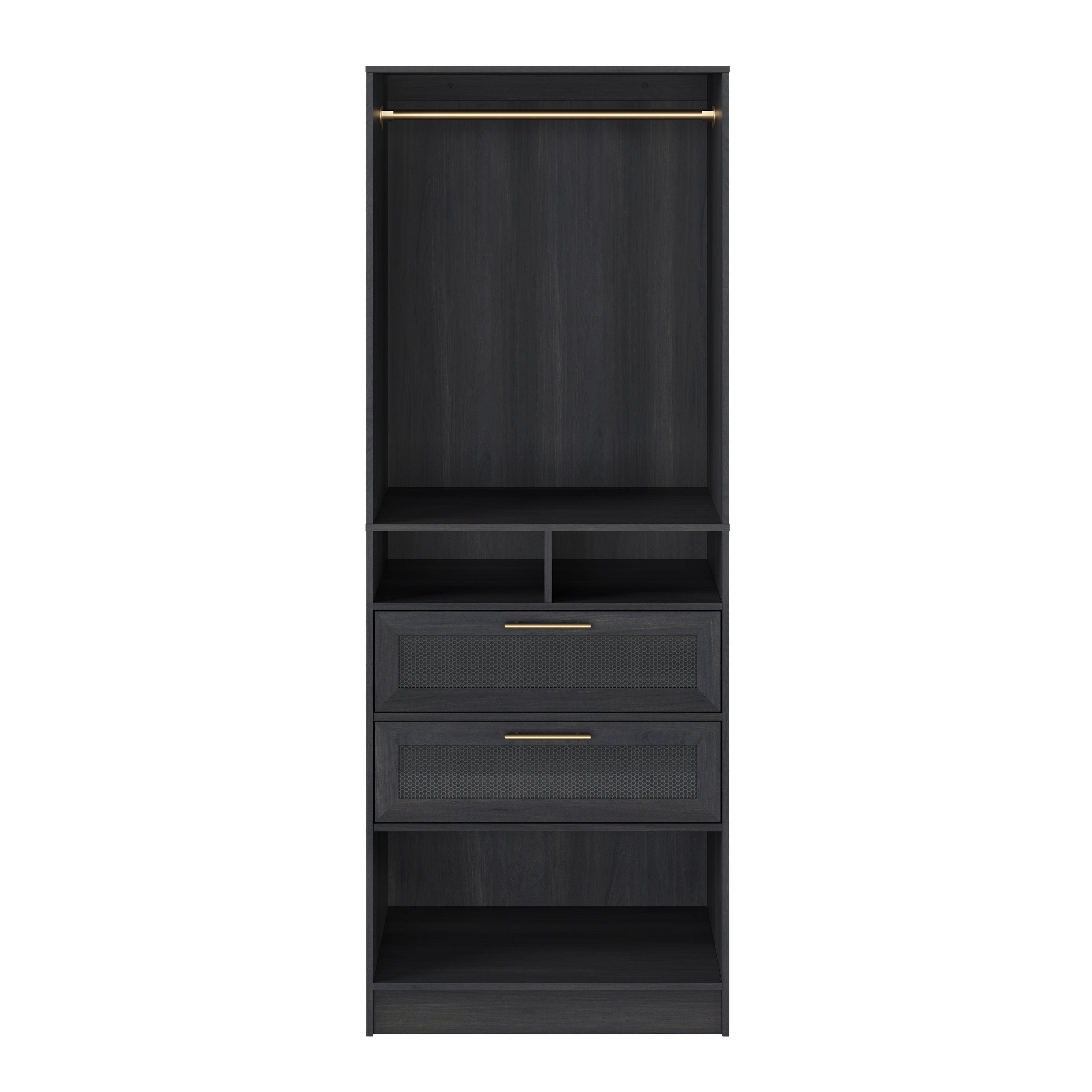 Scott Living Robin 30" Wardrobe Closet With 2 Drawers And 4 Shelves With  Clothes Rod Closet System & Reviews | Wayfair Within 4 Shelf Closet Wardrobes (View 14 of 15)