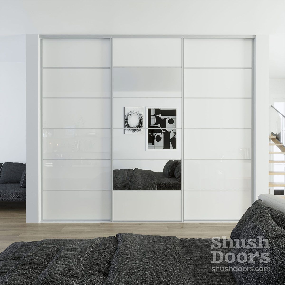 Shush Doors – Sliding Wardrobe Doors. High Quality, Lowest Uk Price – Xxl  Solid White Wardrobe Door 950x2400mm – Shush Doors – Sliding Wardrobe Doors (View 5 of 15)