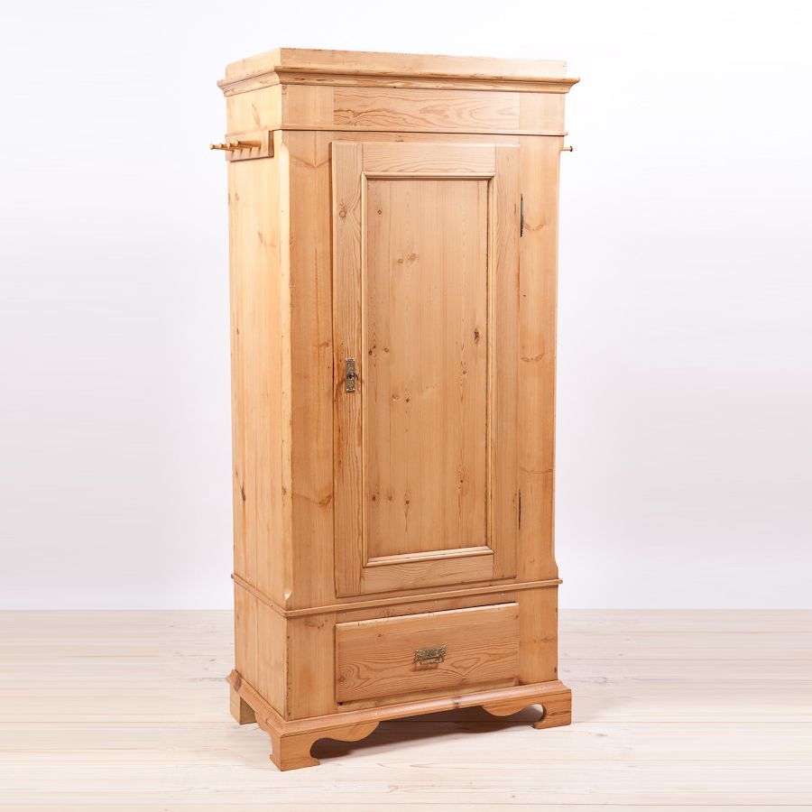 Single Door Danish Wardrobe Armoire In Pine, C. 1845 – Bonnin Ashley  Antiques, Miami, Fl | Pine Wardrobe, Armoire, Antique Pine Furniture For Single Pine Wardrobes With Drawers (Photo 5 of 15)