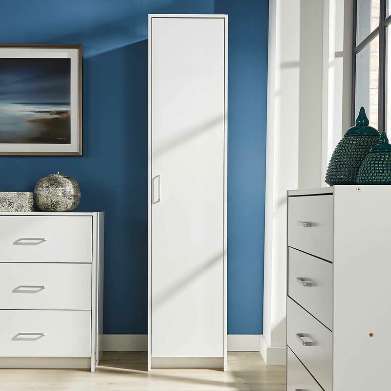 Single Door Narrow Wardrobe White 1 Door Hanging Rail Storage Shelf Bedroom  Unit Pertaining To Single Wardrobes (Photo 12 of 15)