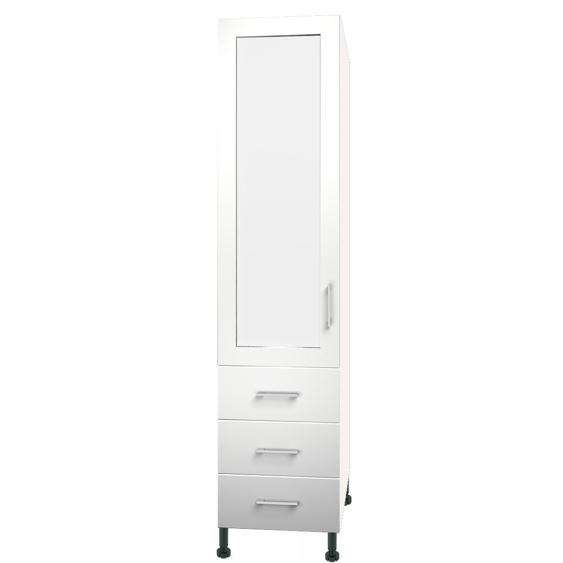 Single Wardrobe Mirrored Door 3 Drawers – Meon Acrylic – Paramount Bathrooms In Single White Wardrobes With Drawers (View 9 of 15)