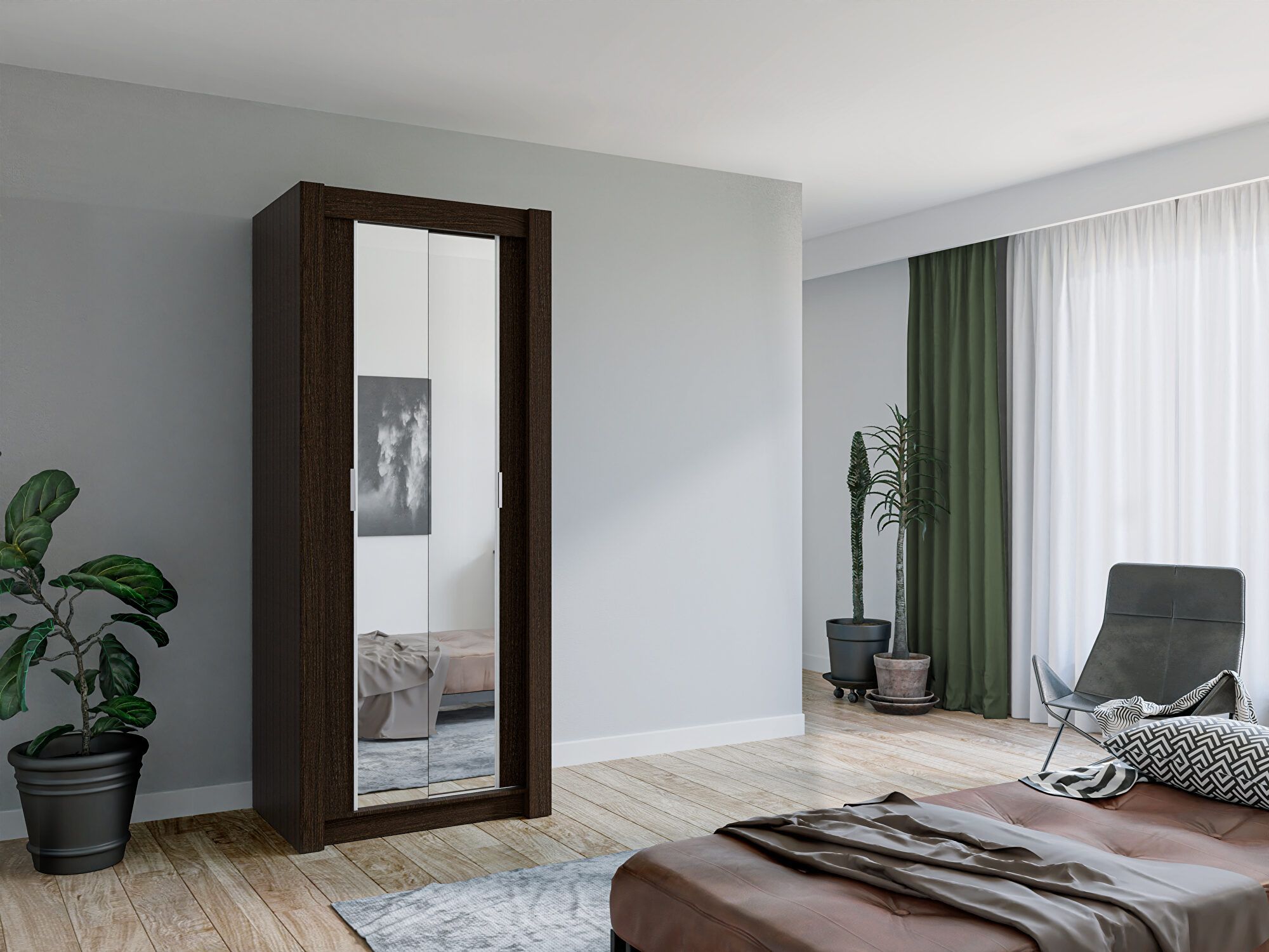Skyler Design Chico 36 Wenge Wardrobe Chico36 | Comfyco For Single Wardrobes With Mirror (View 13 of 15)