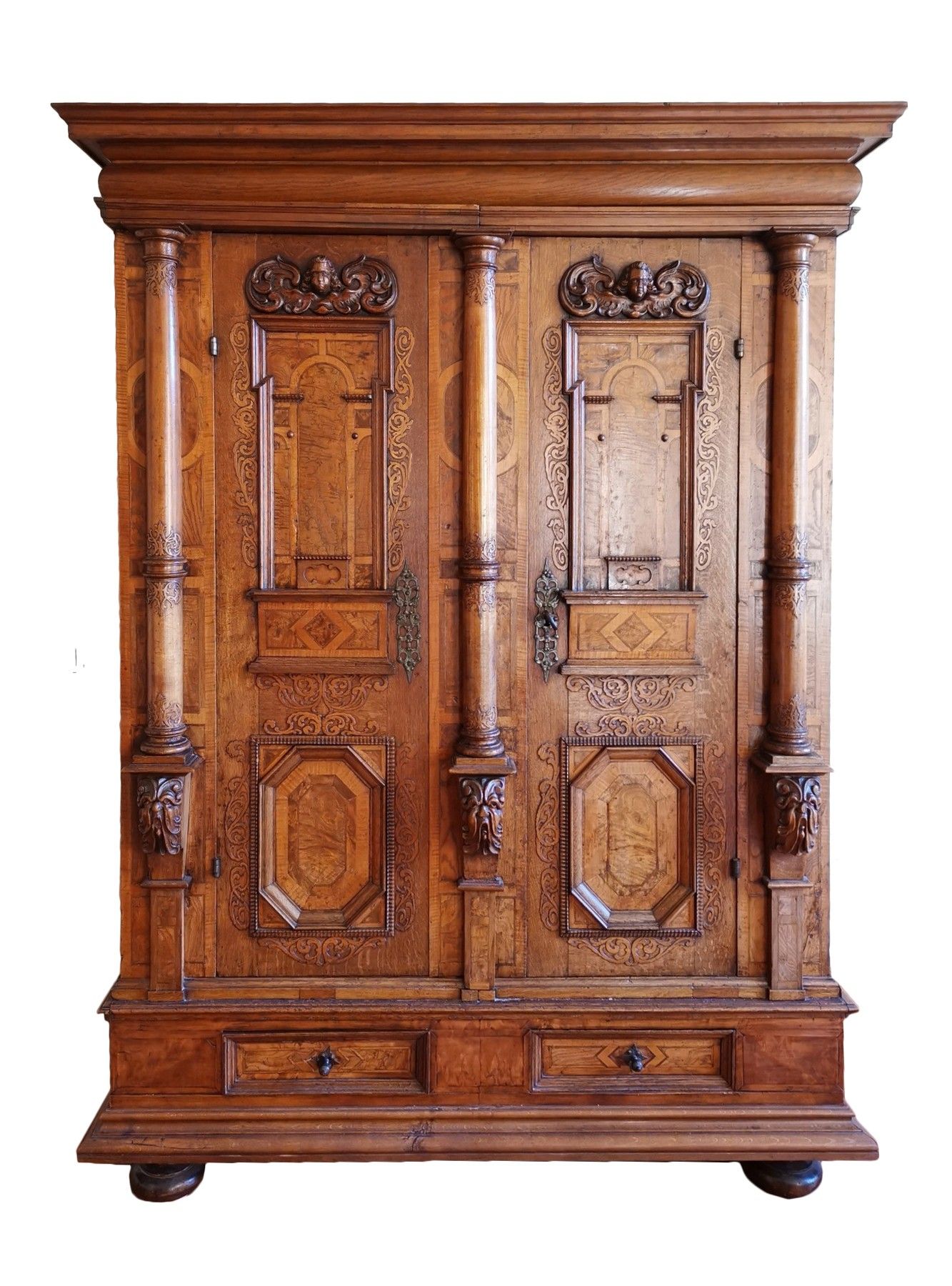 Small Alsatian Baroque Wardrobe With Three Columns Early 17th Century. –  Ref.93097 With Baroque Wardrobes (Photo 3 of 15)