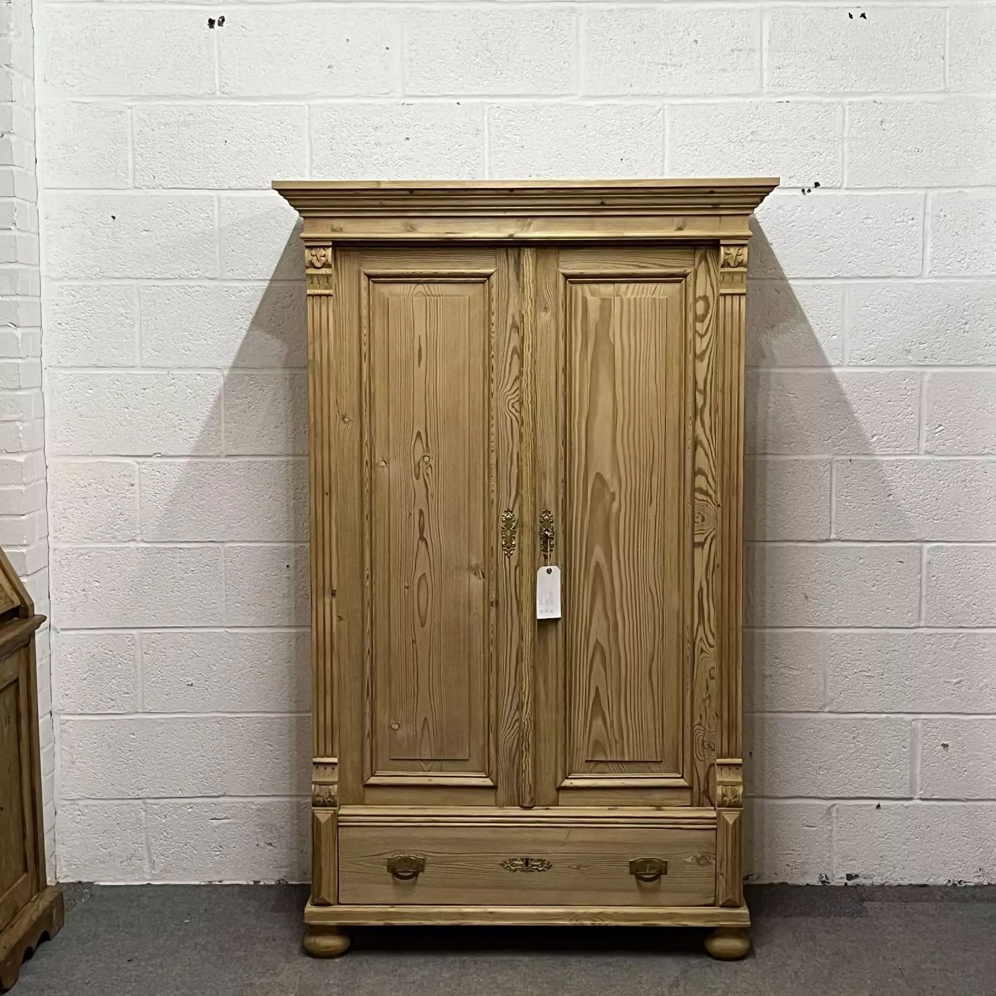 Small Antique Pine (children's) Wardrobe With Bottom Drawer In Antique  Wardrobes & Armoires Pertaining To Childrens Tallboy Wardrobes (View 10 of 15)