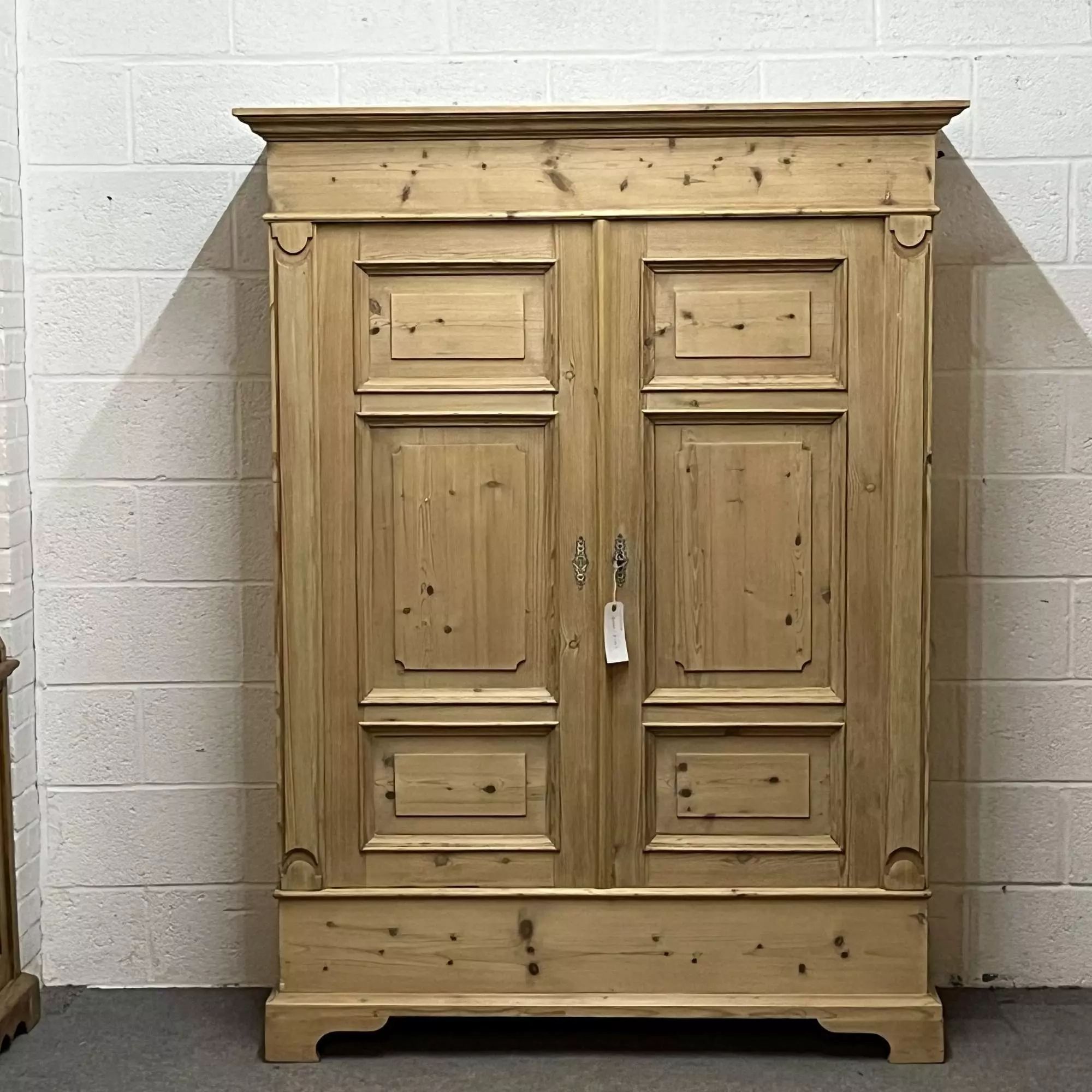 Small Double Antique Pine Wardrobe (dismantles) In Antique Wardrobes &  Armoires With Regard To Double Pine Wardrobes (View 15 of 15)