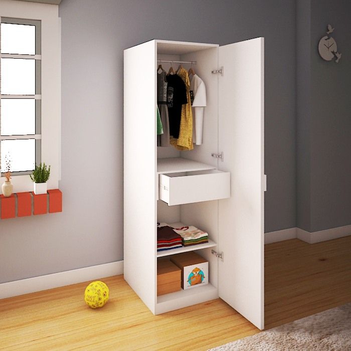 Snoopy White Single Door Wardrobe – Ikooji Intended For Small Single Wardrobes (View 6 of 13)