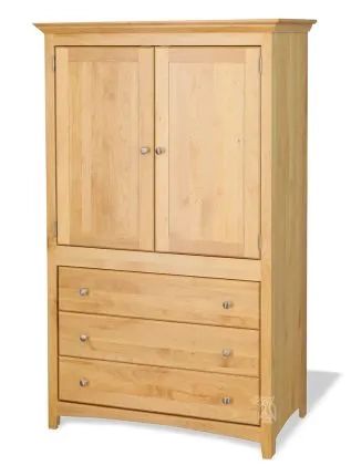Solid Alder Wood Shaker 2 Door 3 Drawer Wardrobe Armoire In Natural  Finish||archbold Furniture||hoot Judkins Furniture With Natural Pine Wardrobes (View 5 of 15)
