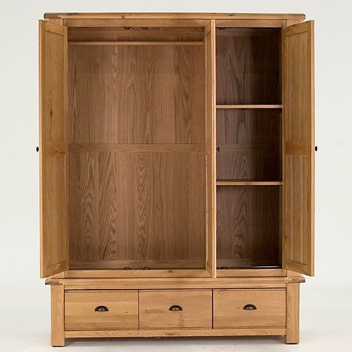 Solid Oak Triple Wardrobe | Exceptional Quality | Free Delivery | Buy Now In Triple Oak Wardrobes (View 6 of 15)
