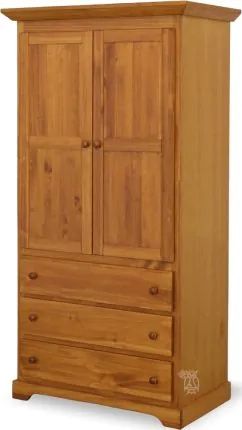 Solid Pine Wood Polo 2 Door 3 Drawer Wardrobe In Cinnamon  Finish||mako||hoot Judkins Furniture Intended For Single Pine Wardrobes With Drawers (View 13 of 15)