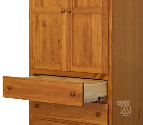 Solid Pine Wood Polo 2 Door 3 Drawer Wardrobe In Cinnamon  Finish||mako||hoot Judkins Furniture Within Single Pine Wardrobes With Drawers (View 9 of 15)