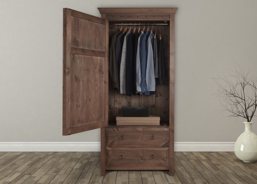 Solid Wood Gentleman's Storage Cupboard Handmade In The Uk Within Dark Wood Wardrobes With Drawers (View 3 of 15)