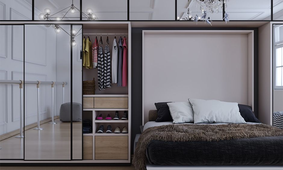 Space Saving Wardrobe Ideas For Small Rooms | Designcafe Regarding Space Saving Wardrobes (Photo 3 of 15)