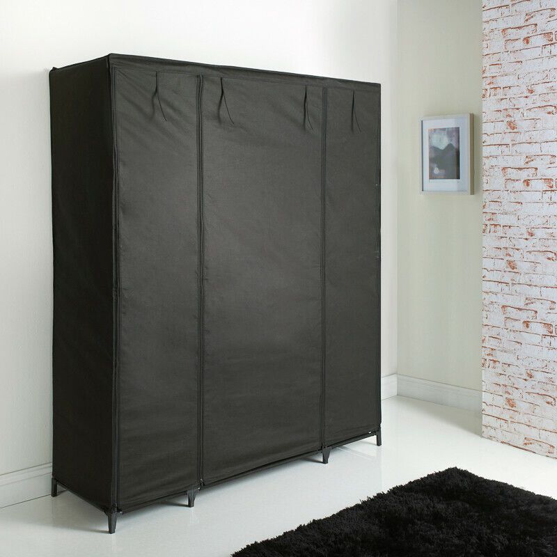 Space Ways Canvas Wardrobes Multipurpose Storage Units Small/large/wide |  Ebay With Double Canvas Wardrobes (View 6 of 15)