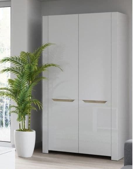 St Albans White High Gloss & Oak Effect Double Wardrobe Szic05 Pertaining To High Gloss Wardrobes (View 3 of 15)
