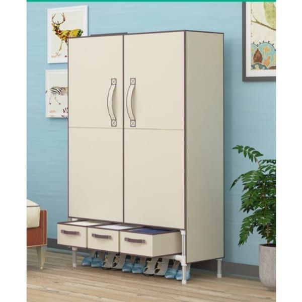Steel Mobile Wardrobe With 2 Doors And Drawers – Discount Sales With Discount Wardrobes (Photo 6 of 12)