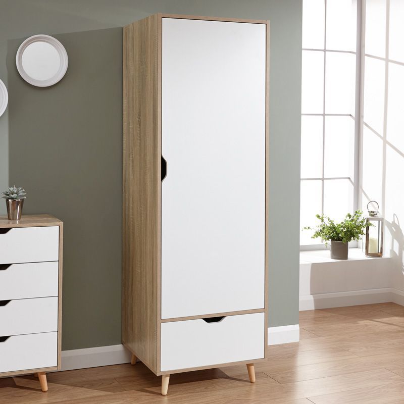Stockholm Tall Wardrobe White 1 Door 1 Shelf 1 Drawer – Buy Online At Qd  Stores In White Single Door Wardrobes (Photo 6 of 15)