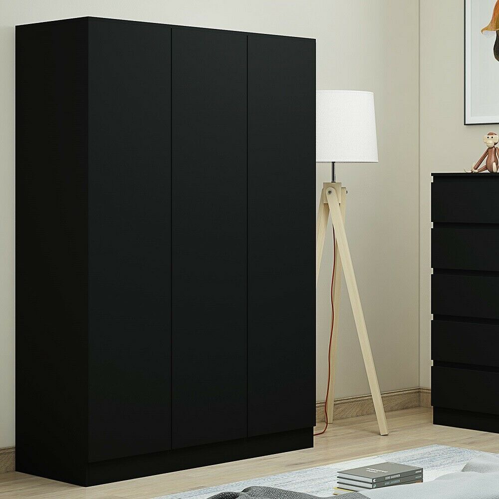 Stora Modern 3 Door Wardrobe – Matt Black – Furnished With Style Regarding Black 3 Door Wardrobes (View 5 of 10)