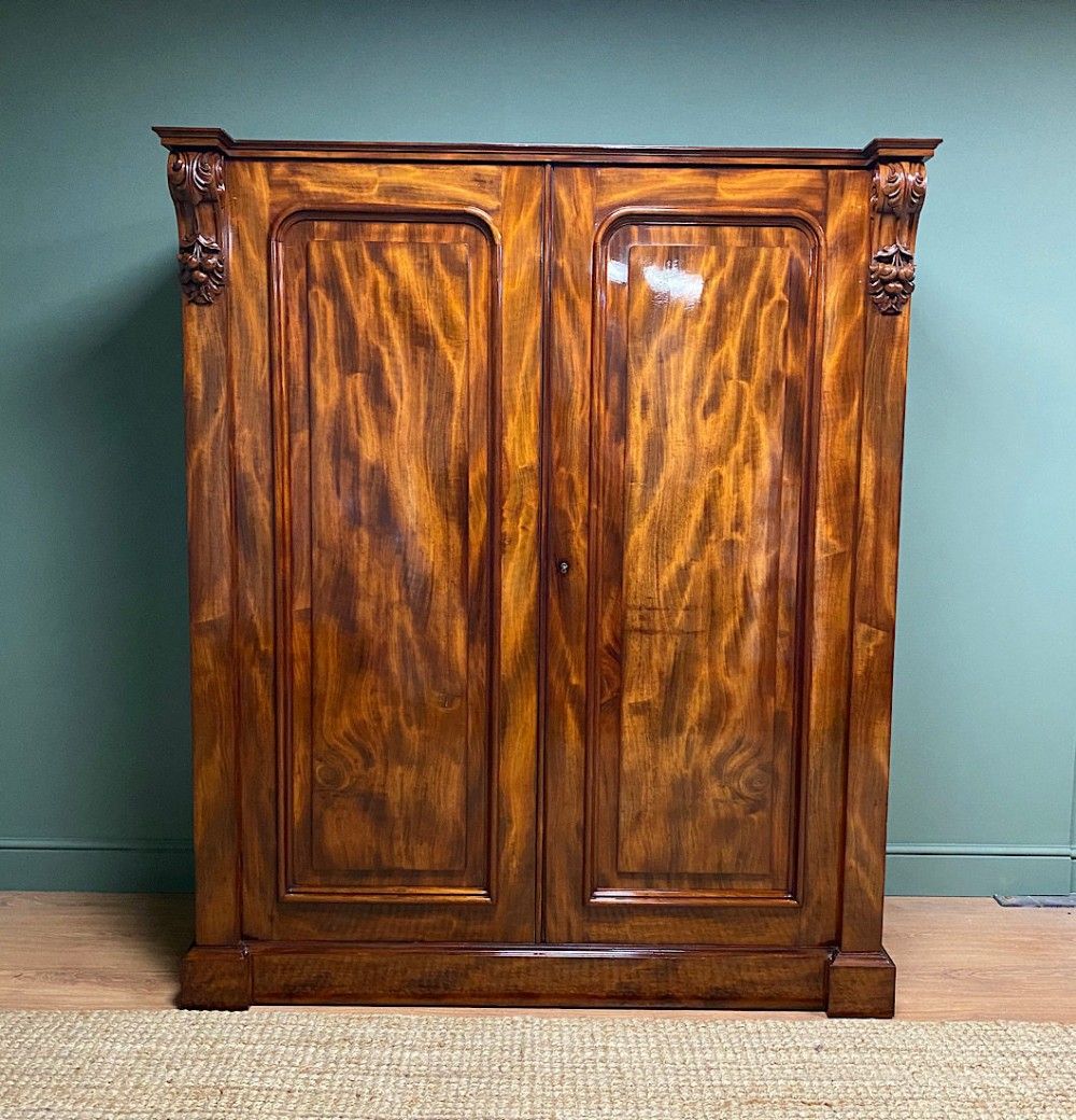 Striking Gillows Victorian Mahogany Antique Double Wardrobe – Antiques World Inside Antique Wardrobes (Photo 10 of 15)