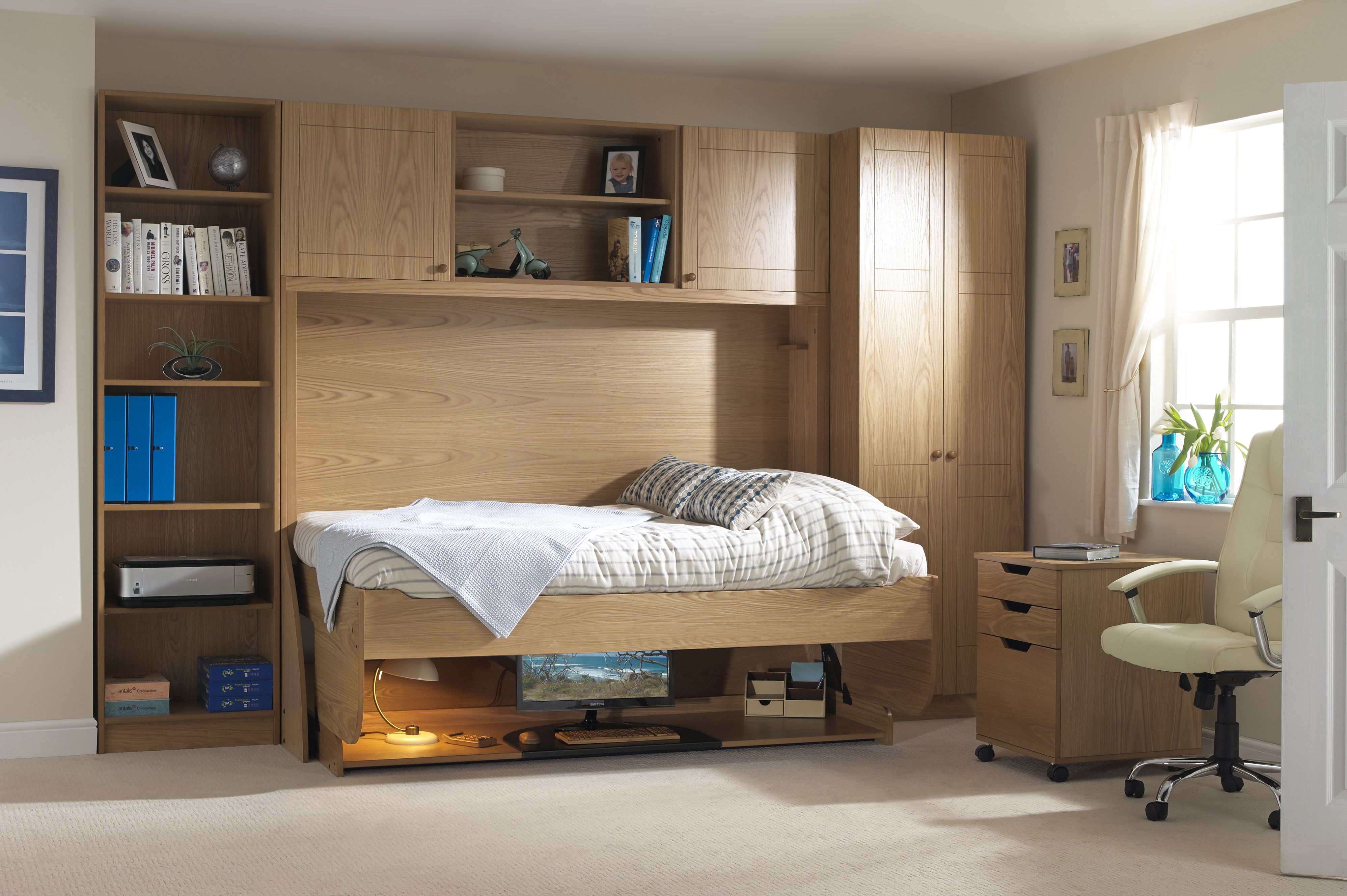Study Bedroom Furniture | Murphy Desk Bed Mid Sleeper Wardrobes & Bookcases  | Studybed Within Wardrobes Beds (Photo 4 of 15)