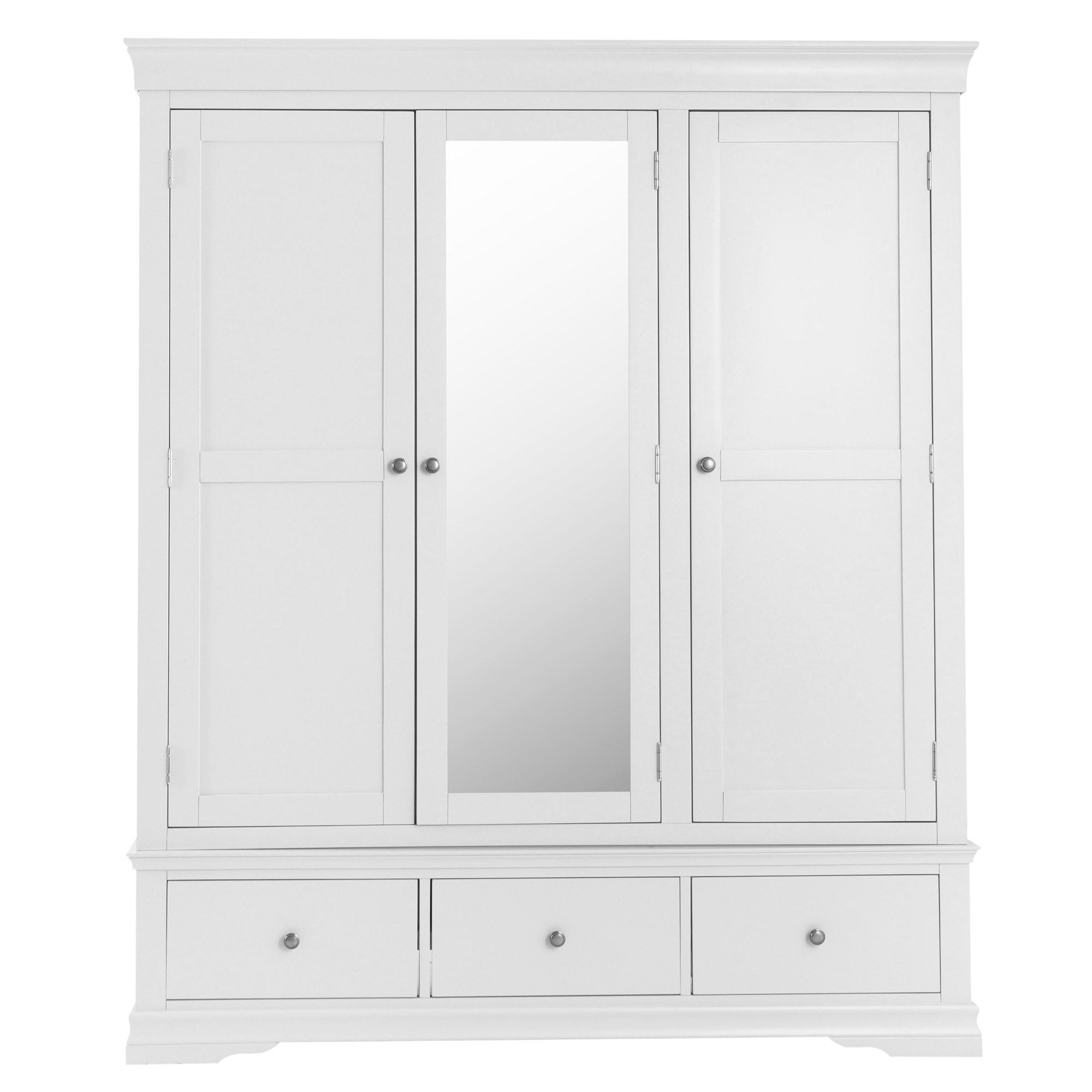 Swindon White 3 Door 3 Drawer Wardrobe | White Wardrobe | White Wooden  Wardrobe Pertaining To White Wooden Wardrobes (Photo 4 of 15)
